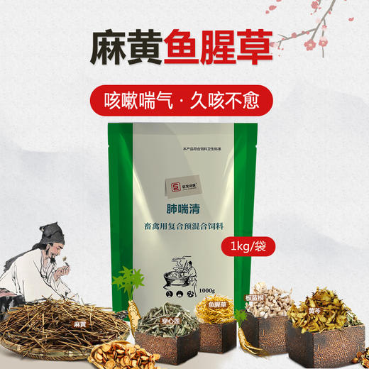 【肺喘清】巨龙动保肺喘清麻黄鱼腥草散1000g纯中药制剂 商品图1
