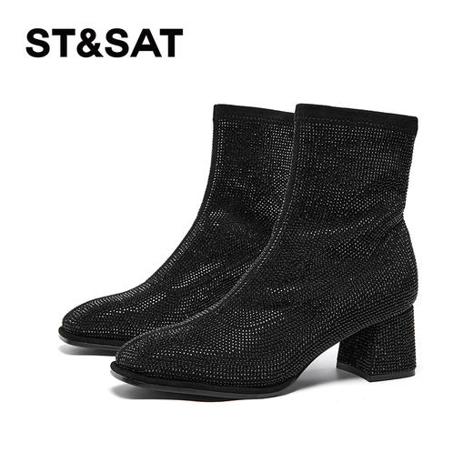 星期六精致细闪时尚粗跟瘦瘦靴SSC4116372 商品图5