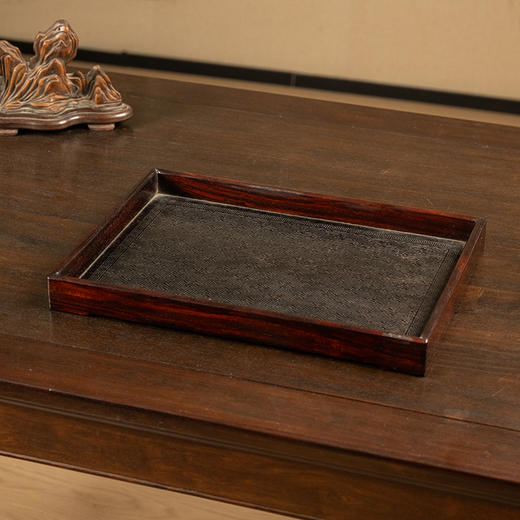 二十世纪 红木万字锦地纹呈盘 商品图1