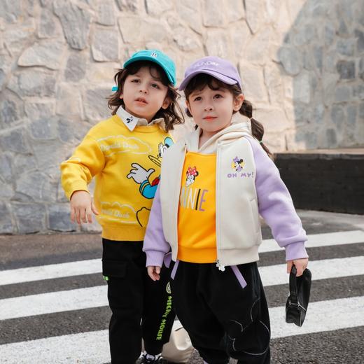 【商场同款】迪士尼童装女童连帽套头时尚休闲卫衣春秋新款加绒保暖宝宝上衣223DS0759 商品图2