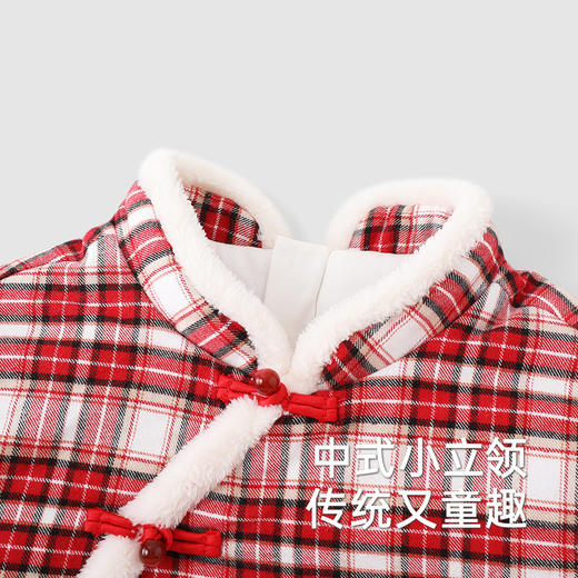 【商场同款】英氏女童连衣裙长袖冬季保暖纯棉裙子喜庆女童拜年服 商品图2