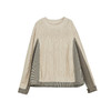 谜底套头针织衫长袖女2024秋季新品复古风拼接圆领毛衣243MZ1319 商品缩略图0