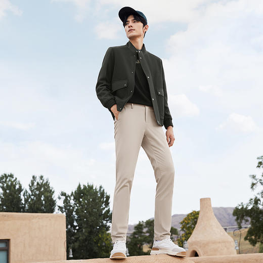 柒牌男士夹克2024秋冬新品时尚潮流格纹提花舒适百搭立领休闲外套	127K70980 商品图3