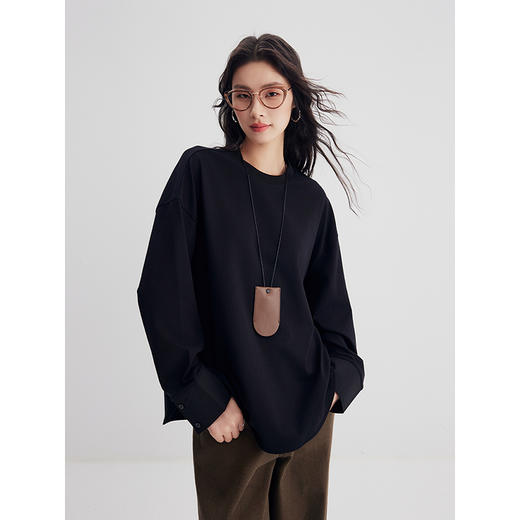 棉仓356601015-拼接袖口长袖t 商品图0