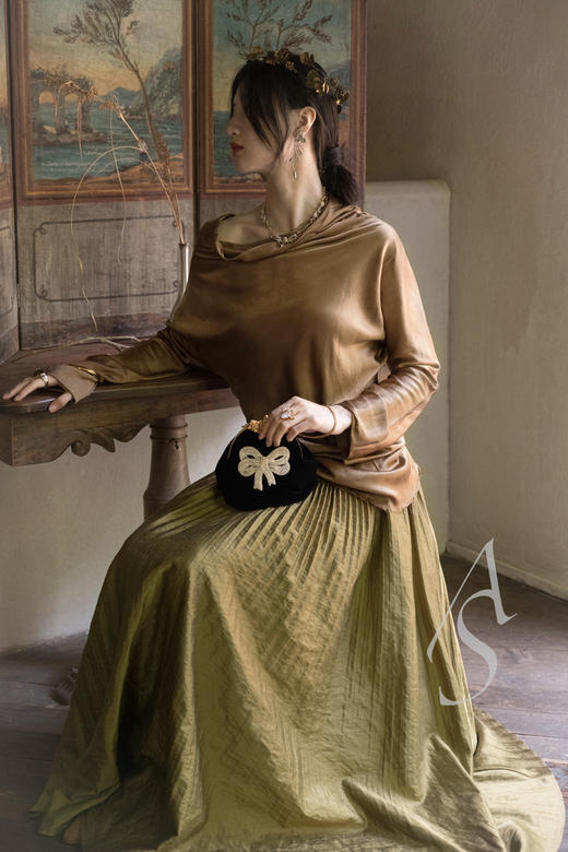 Ruohan 橄榄绿百褶裙 商品图7