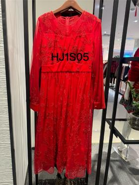 胭脂色连衣裙HJ1S05