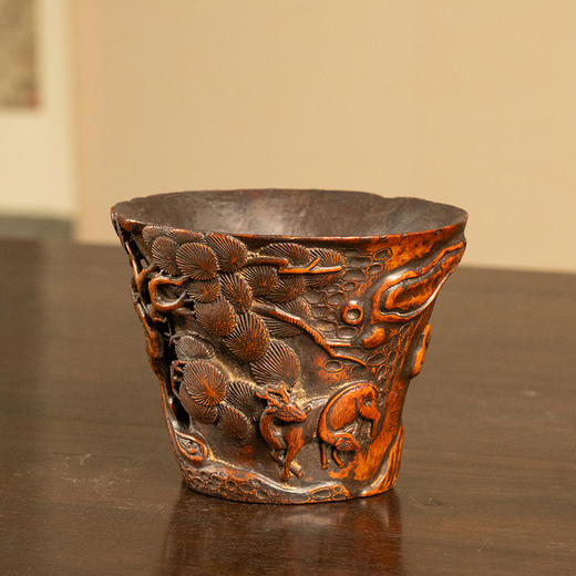 清 竹雕松鹿图爵杯 商品图4