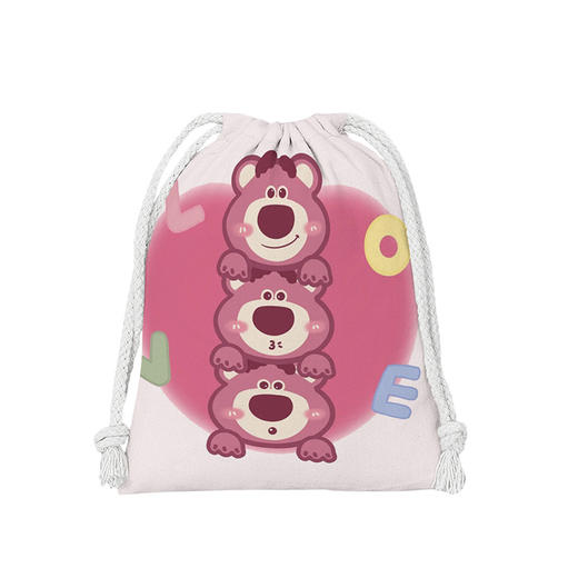 「一套到手3件！数款可选」草莓熊束口袋 抽绳卡通小布袋学生杂物收纳整理袋化妆包便携洗漱箱包 商品图4