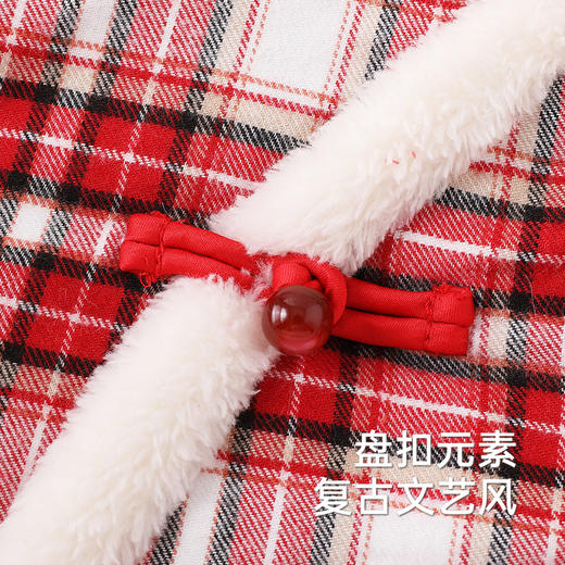 【商场同款】英氏女童连衣裙长袖冬季保暖纯棉裙子喜庆女童拜年服 商品图3