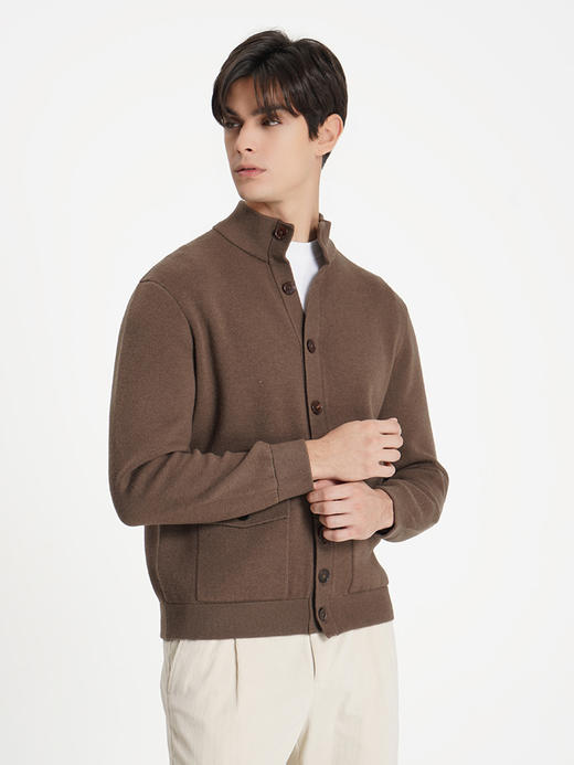 callisto咖色羊毛混纺针织开衫 商品图3