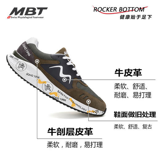 MBT足健康男厚底休闲通勤鞋 足弓支撑 缓震 耐磨 牛皮 SOHO1996 商品图1
