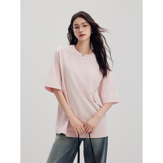 棉仓356601020-全棉重磅奢感T恤休闲男友风廓形大 商品图2