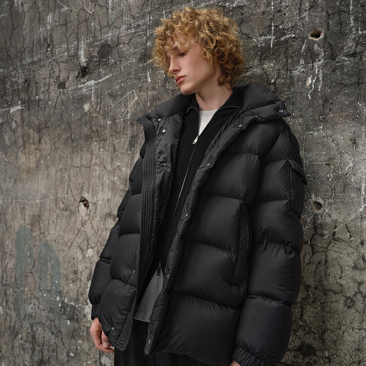 【宋轶同款】[男短款]三彩2024冬季新款极寒保暖连帽面包服白鹅绒外套羽绒服男版S 商品图1