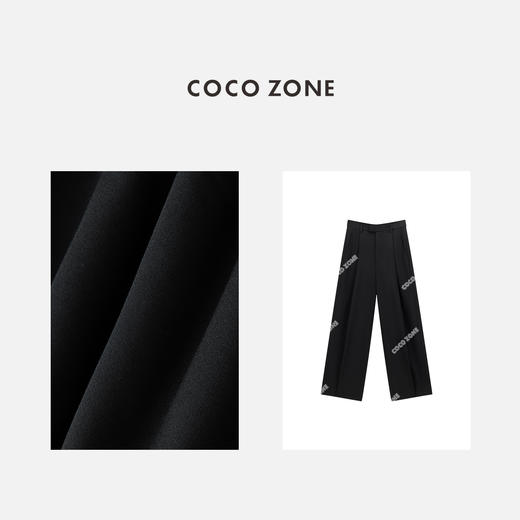 COCO ZONE 时尚褶皱设计感西裤百搭直筒阔腿裤CC1C1616 商品图2