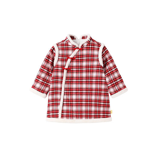 【商场同款】英氏女童连衣裙长袖冬季保暖纯棉裙子喜庆女童拜年服 商品图4