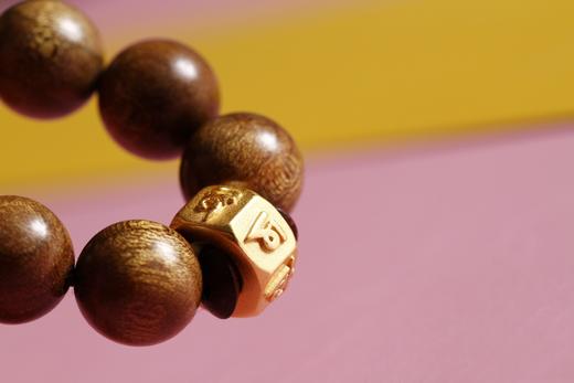 JSMN0050°平安喜乐/六字箴言老料金丝楠木手串 商品图3