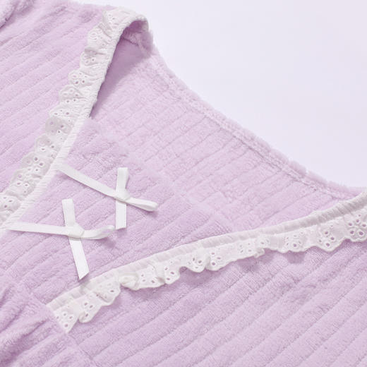 都市丽人睡衣超值精选长袖裙家居服法兰绒抽条厚女士法兰绒睡裙LHT6G6 商品图4