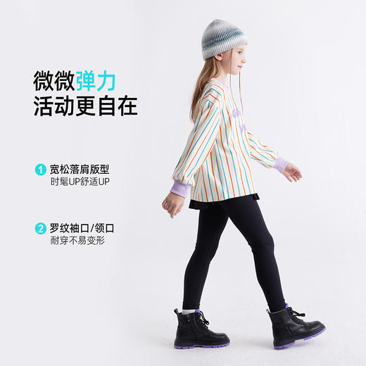 【咕噜日记】【秋天的多巴胺】儿童字母印花条纹薄卫衣 PDWY2407 商品图4