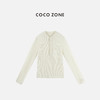 COCO ZONE 绵羊毛莱赛尔混纺时尚半排扣长袖T恤CC2C1784 商品缩略图0