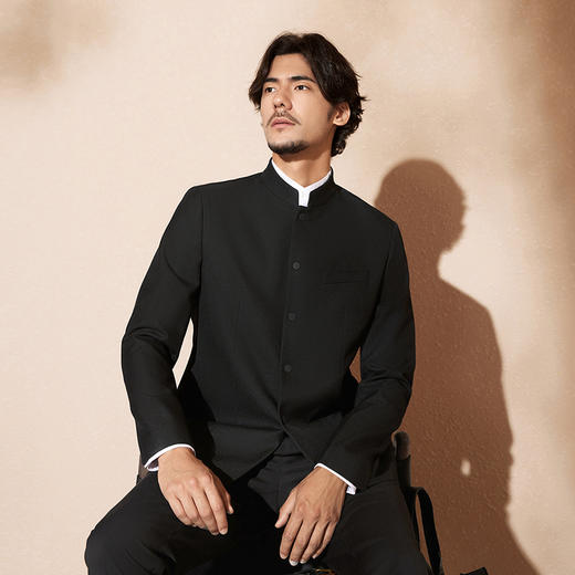 【中华立领】柒牌西服男士春秋款商务休闲正装斜纹肌理单西装外套	127C70550 商品图1