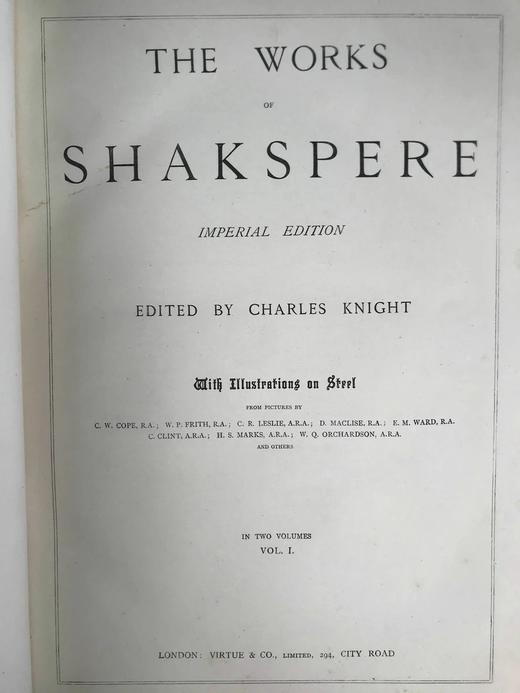 37*29cm！约19世纪中期 殿版莎士比亚作品集（全2卷） 44幅精美钢版画 真皮精装 商品图2