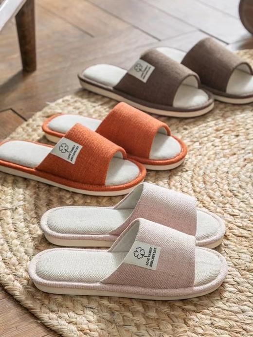 AMMJOOAUM 居家情侣拖鞋四季家居拖鞋室内棉亚麻布家用防滑静音地板凉拖 商品图5
