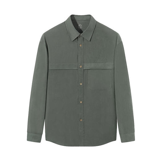 柒牌男装长袖衬衫男2024秋季新款时尚潮流工装风休闲百搭翻领衬衣	127A70100 商品图4