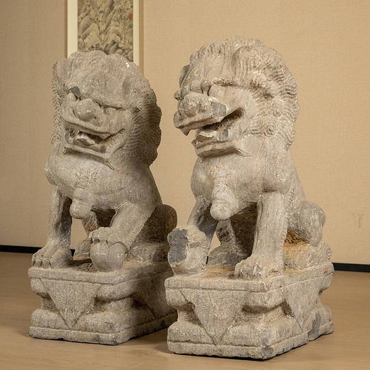 清 石雕狮子（一对） 商品图4