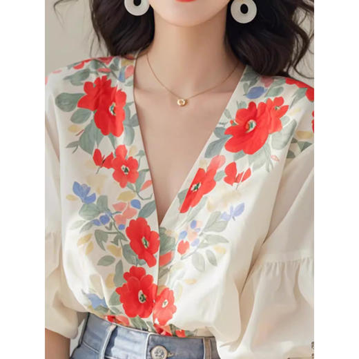 裁缝学苑AQ349小衫夏季法式V领灯笼袖衬衫纸样女装上衣衬衣样板 商品图1