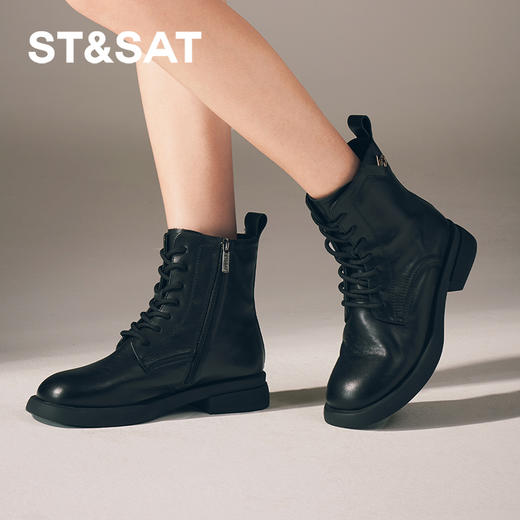 星期六经典简约加绒保暖马丁靴SS3411841A 商品图0