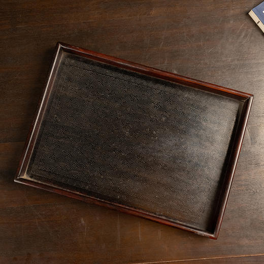 二十世纪 红木万字锦地纹呈盘 商品图3