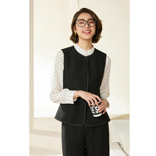 乔万尼马甲女款新款春秋收腰型黑色气质EM3H410 商品图1