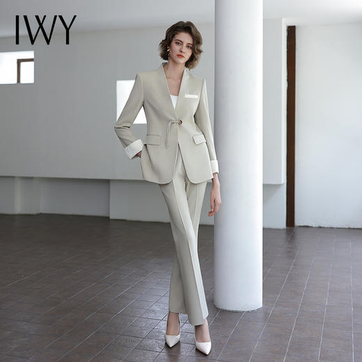 IWY/秋季新款套装西装外套浅灰色高级设计感通勤正式场合正装C14318+P34318 商品图1