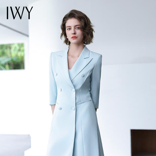 IWY/蓝色七分袖连衣裙Q14253  商品图2