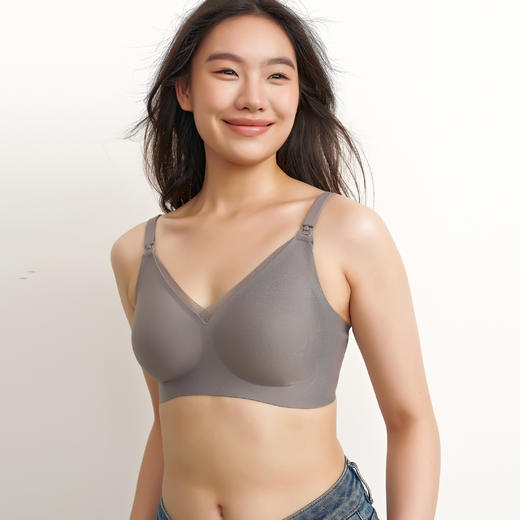 SELLYNEAR孕妇无痕裸感果冻条蕾丝哺乳内衣孕期产后大胸哺乳文胸 商品图1