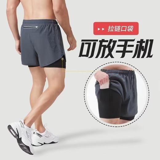 「二合一款！可放手机」跑步短裤 男专业马拉松短裤 田径三分裤内衬裤子运动假两件运动服饰 商品图0