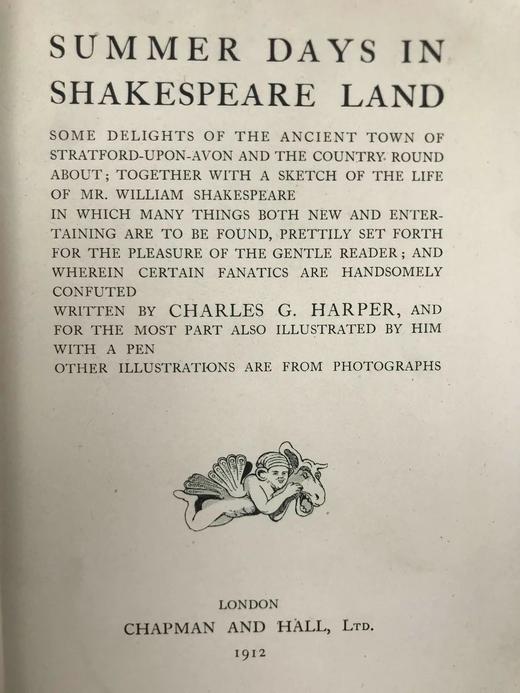 1912年 莎士比亚故乡的夏日 数十幅插图 漆布精装大32开 商品图3