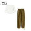 mc2圆领中袖T恤+工装裤两件套女2024春秋新款帅气工装风舒适套装 商品缩略图3