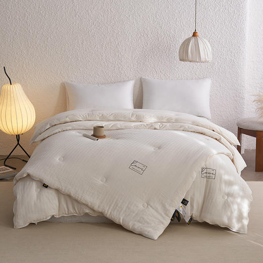自然醒莫奈全棉提花80大豆子母被芯高端双A类抗菌纯棉华夫格80%大豆蛋白春秋被四季通用加厚冬被FM 商品图0