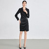 黑色长袖连衣裙职业正装主持人正式场合收腰显瘦前台工作西装裙 商品缩略图1