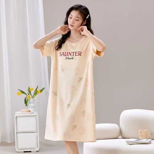 （设满减）季末清仓 69元2套，加购立减，单拍不发｜自带bra软绵印花睡裙 亲肤软糯 多款式选择 短袖款睡裙家居服 商品图1