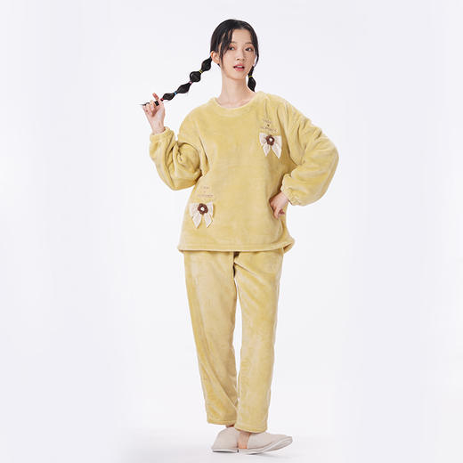 都市丽人睡衣生活家居长袖家居服双面法兰绒厚女士法兰绒套装LHT2P6 商品图1