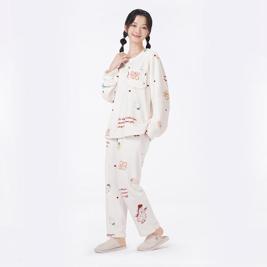 都市丽人睡衣超值精选长袖家居服双面法兰绒厚女士法兰绒套装LHT2J9 商品图2