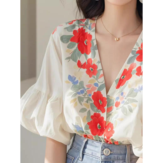 裁缝学苑AQ349小衫夏季法式V领灯笼袖衬衫纸样女装上衣衬衣样板 商品图3