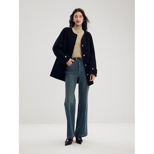 棉仓356619003-一穿既瘦长腿复古感微喇牛仔裤复古蓝天丝弹性牛仔裤 商品图4