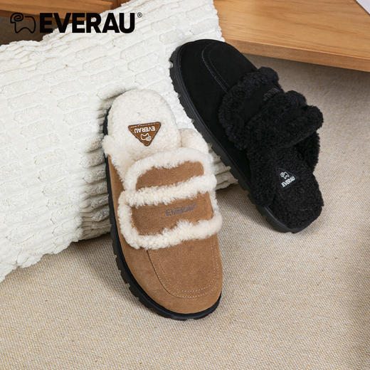 EVERAU韩范慵懒感毛毛博肯鞋女拖鞋EA2040 商品图6