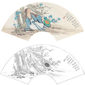 任重花鸟工笔画白描底稿《高士图》临摹勾线高清打印稿RD03