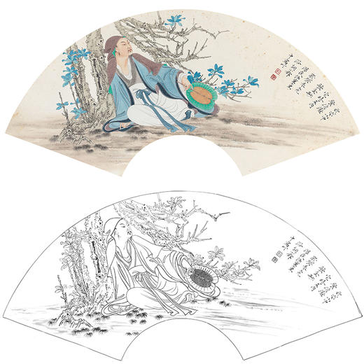 任重花鸟工笔画白描底稿《高士图》临摹勾线高清打印稿RD03 商品图0