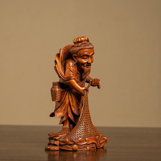 清 黄杨木雕渔翁人物摆件 商品图1