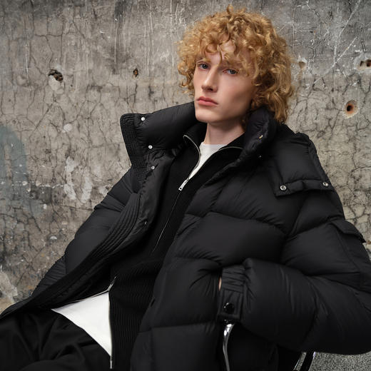 【宋轶同款】[男短款]三彩2024冬季新款极寒保暖连帽面包服白鹅绒外套羽绒服男版S 商品图2